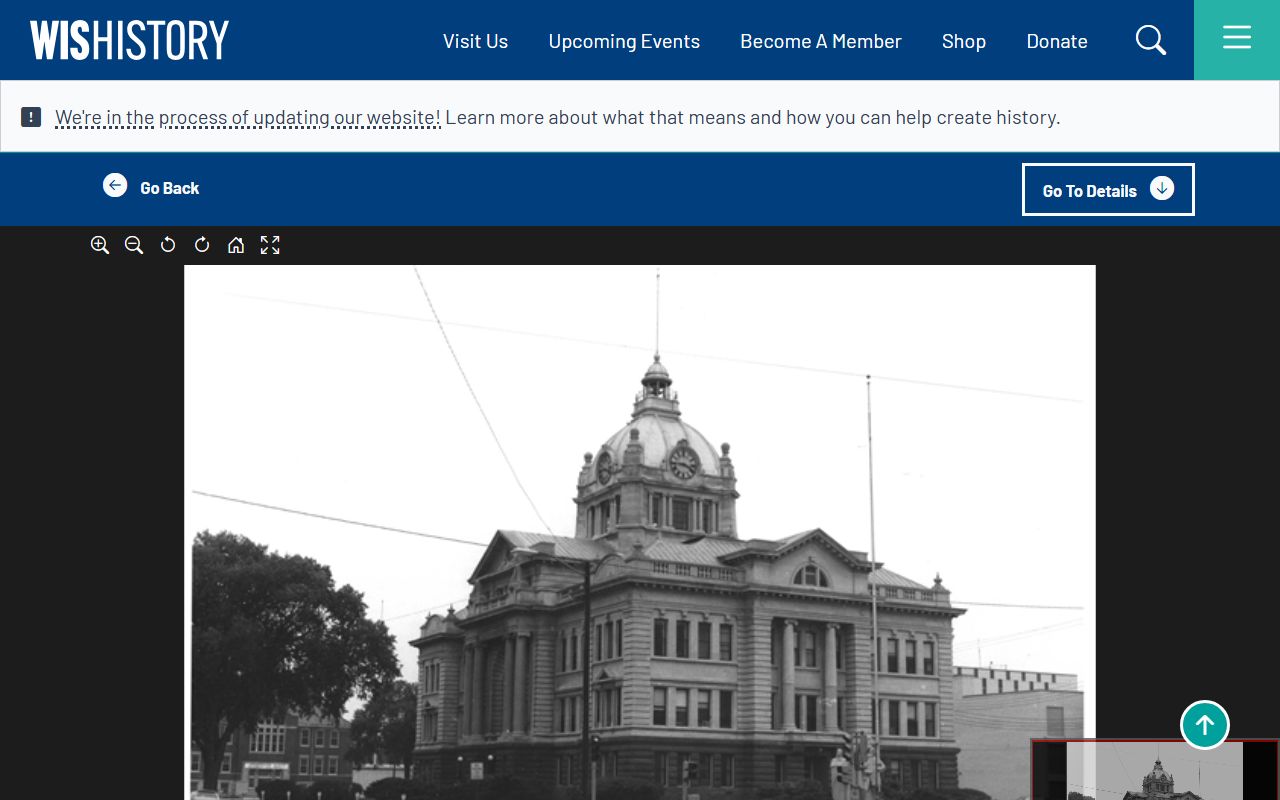 Wisconsin Historical Society record for the Brown County Courthouse