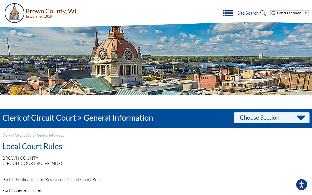Brown County local court rules from the Clerk of Circuit Court