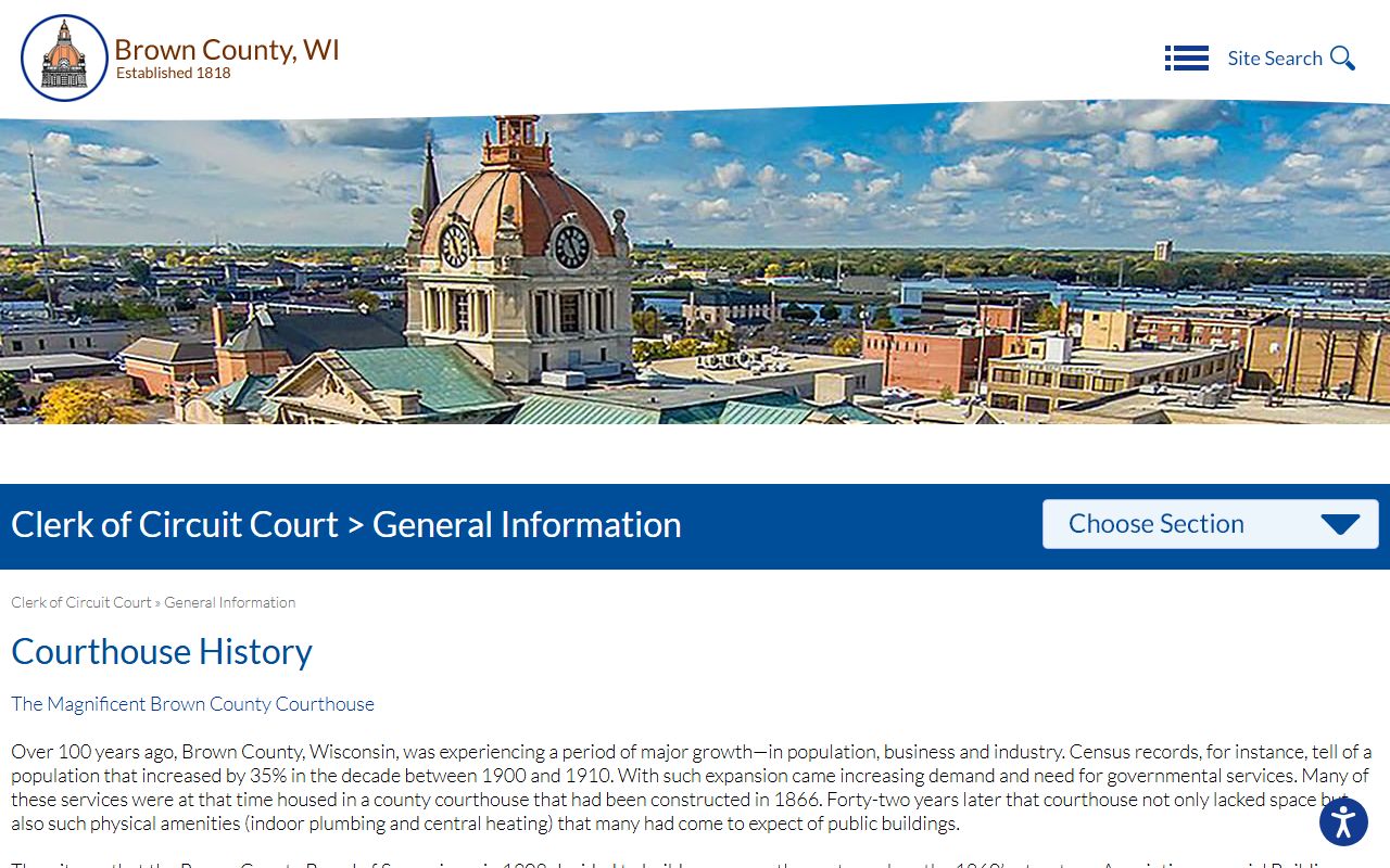 Brown County courthouse history where the Clerk of Circuit Court keeps records