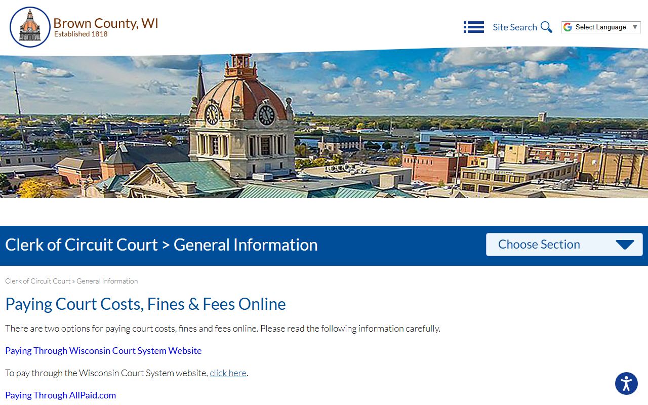 Brown County paying court costs and fines linked to docket entries