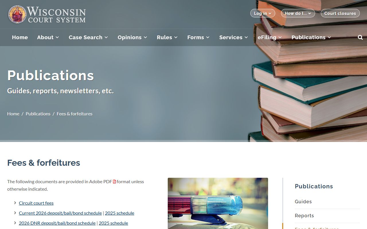 Wisconsin court fee schedules for Brown County court records copies
