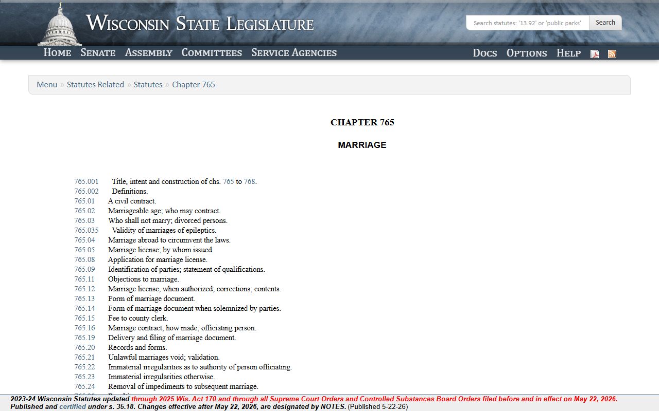 Wisconsin marriage law tied to Brown County Circuit Court family cases