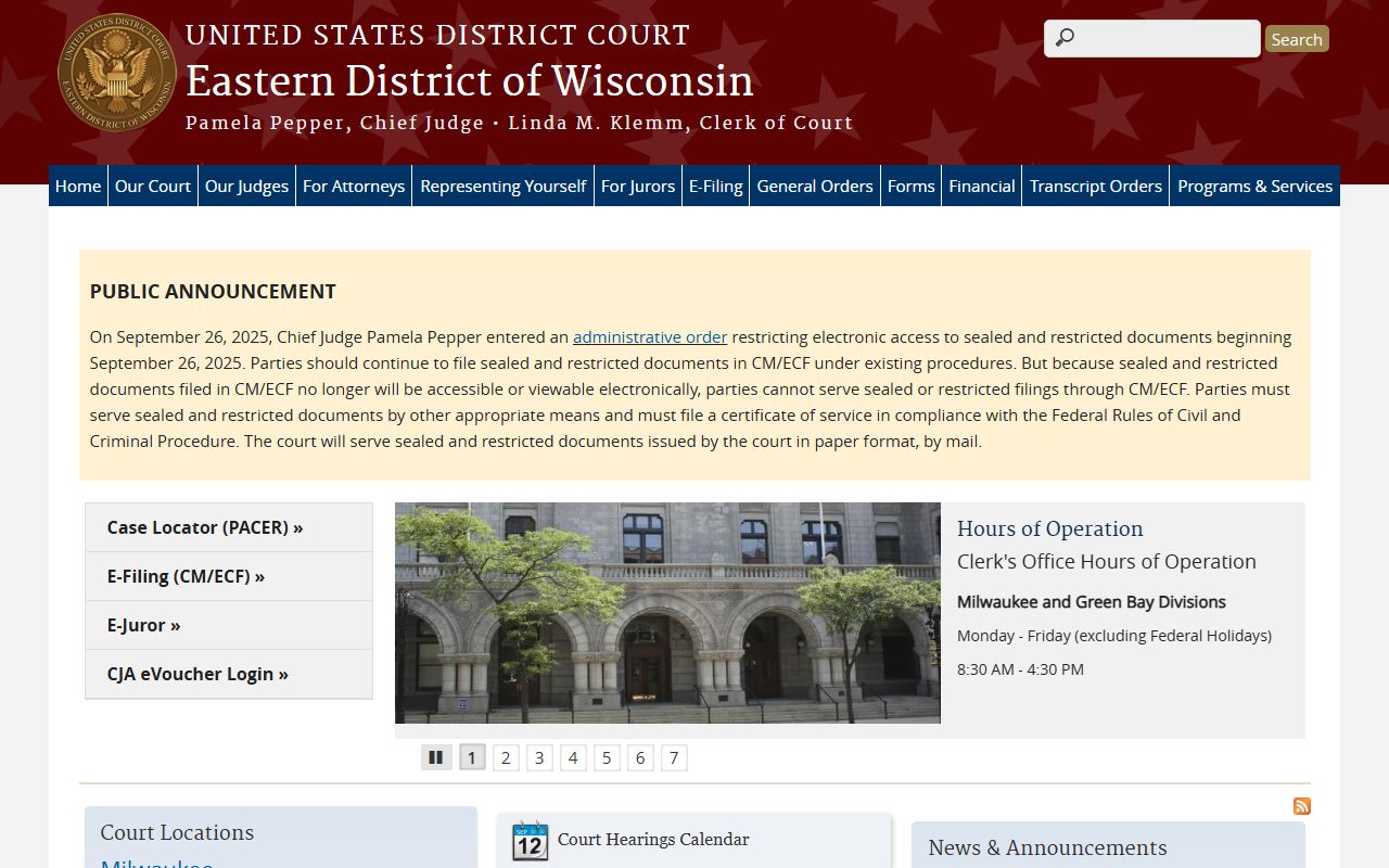 Eastern District of Wisconsin federal court separate from Brown County Circuit Court