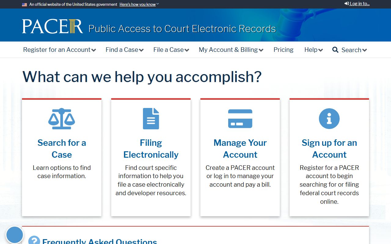 PACER federal court records access for Brown County federal cases