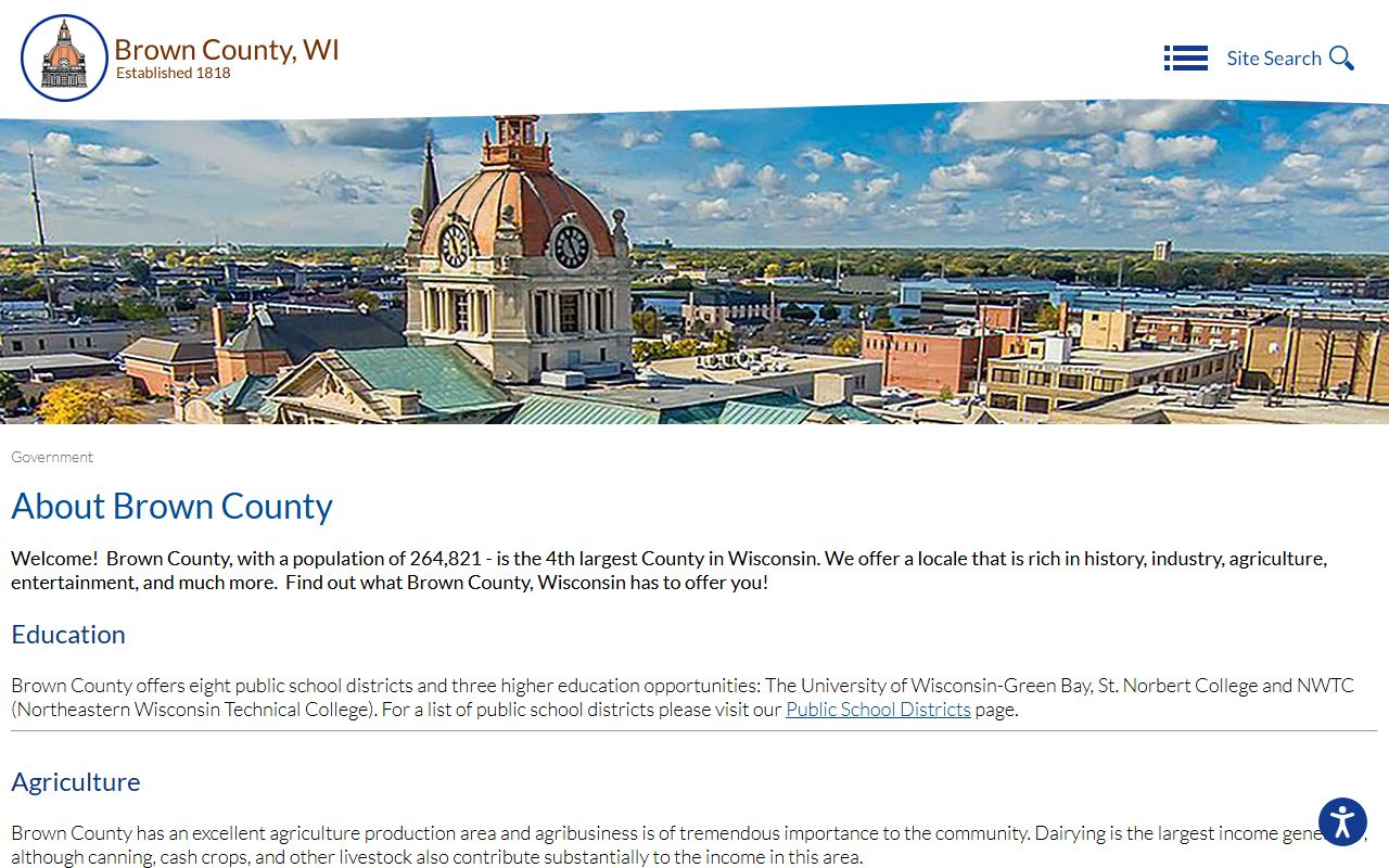 About Brown County page with history tied to court records