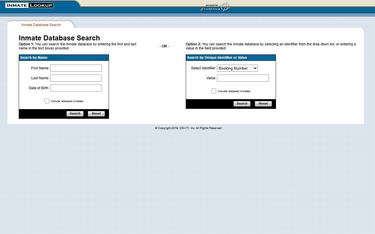 Brown County jail inmate lookup tool search form