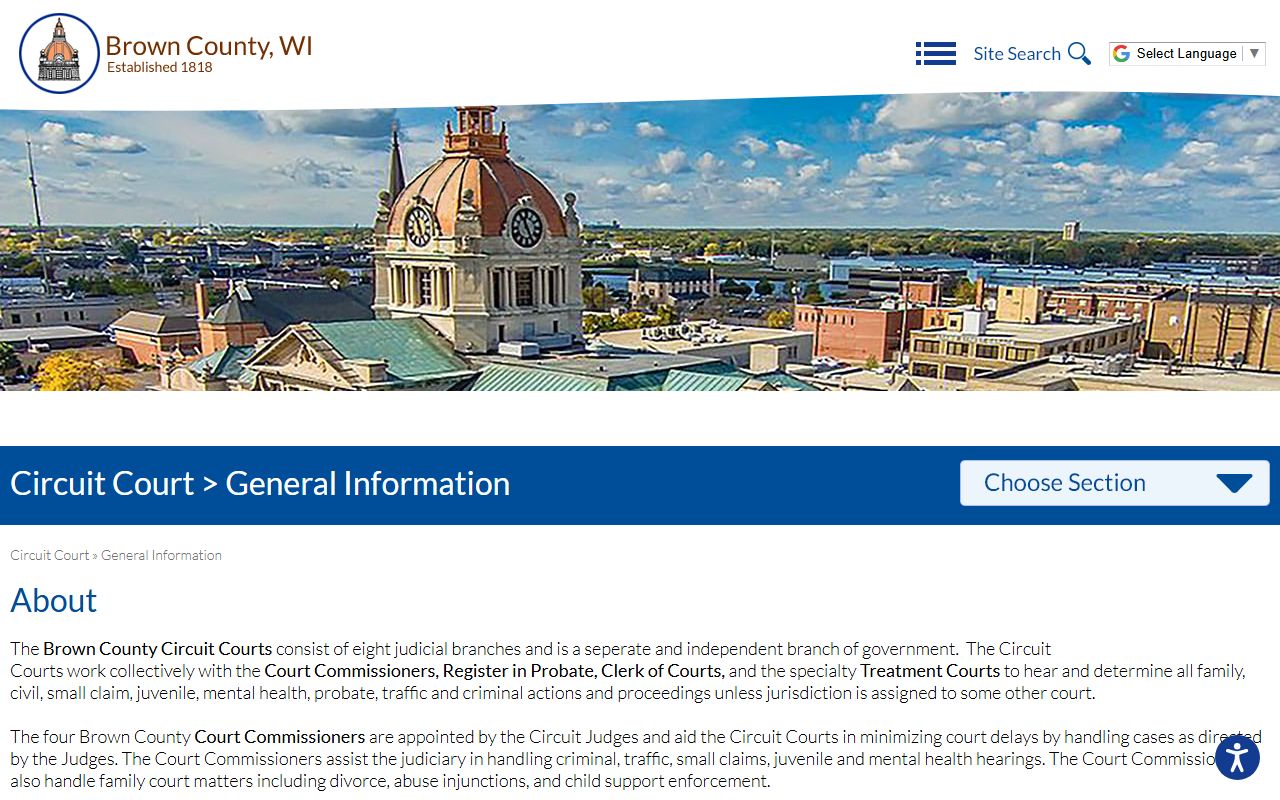 Brown County Circuit Court overview explaining court records and case types
