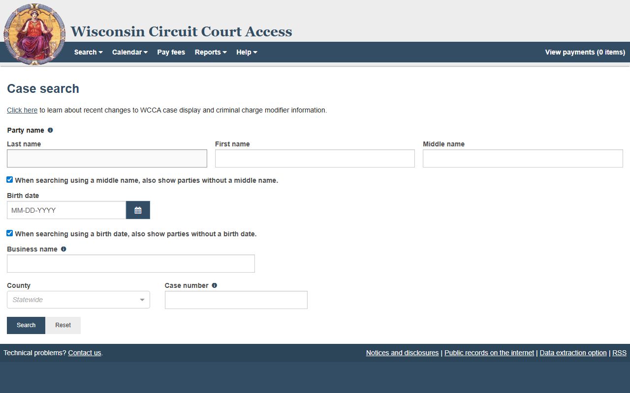 Brown County court records search on Wisconsin Circuit Court Access