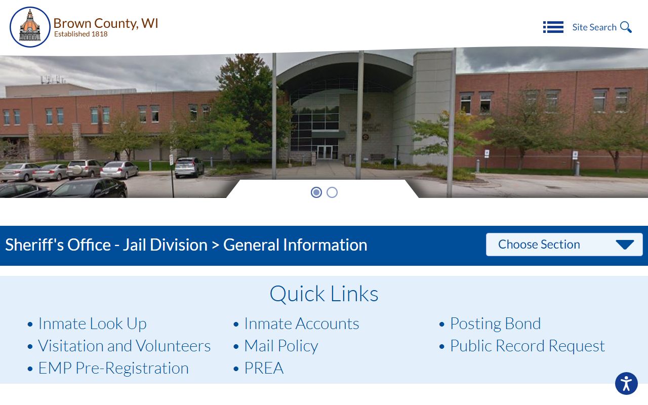 Brown County jail visitation and security rules for inmate records