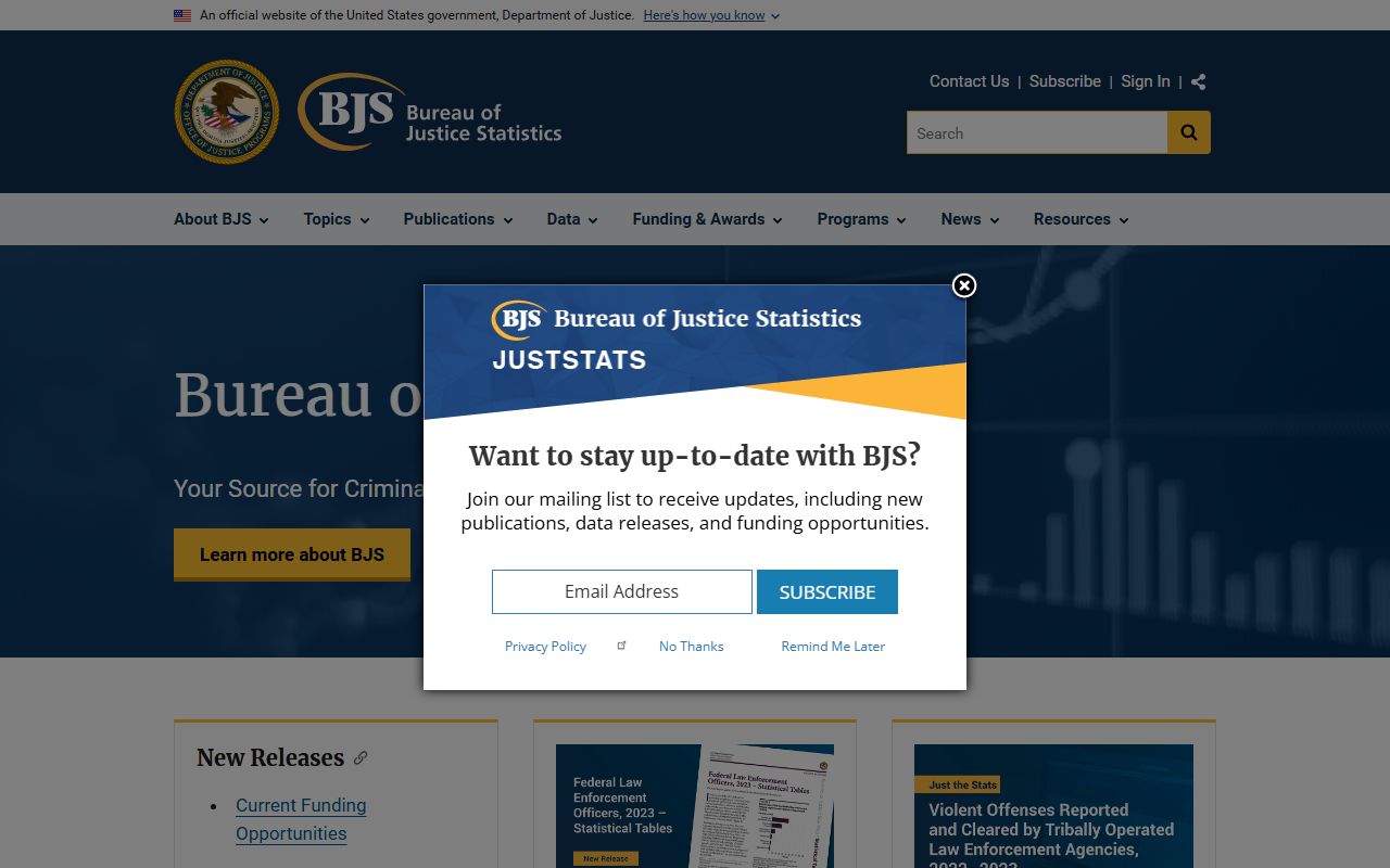 Bureau of Justice Statistics reentry data context for Brown County released inmates