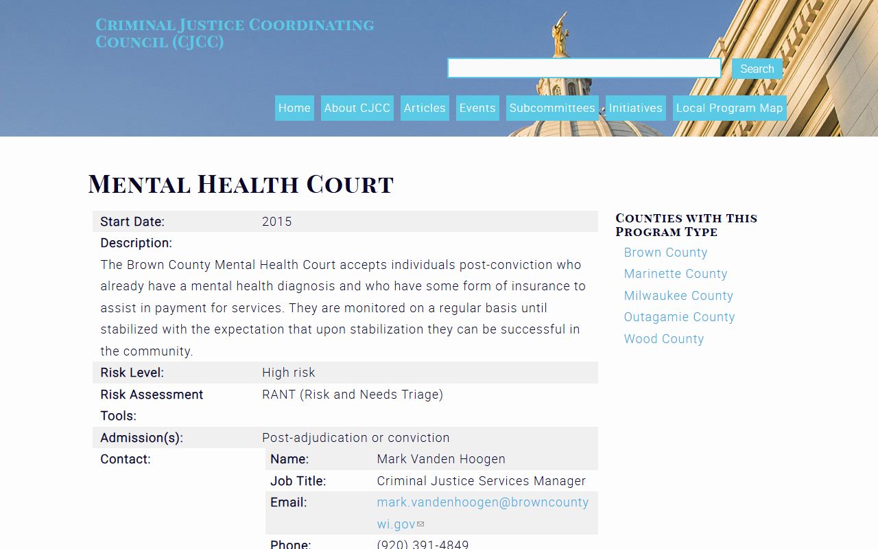 Brown County Mental Health Court program details