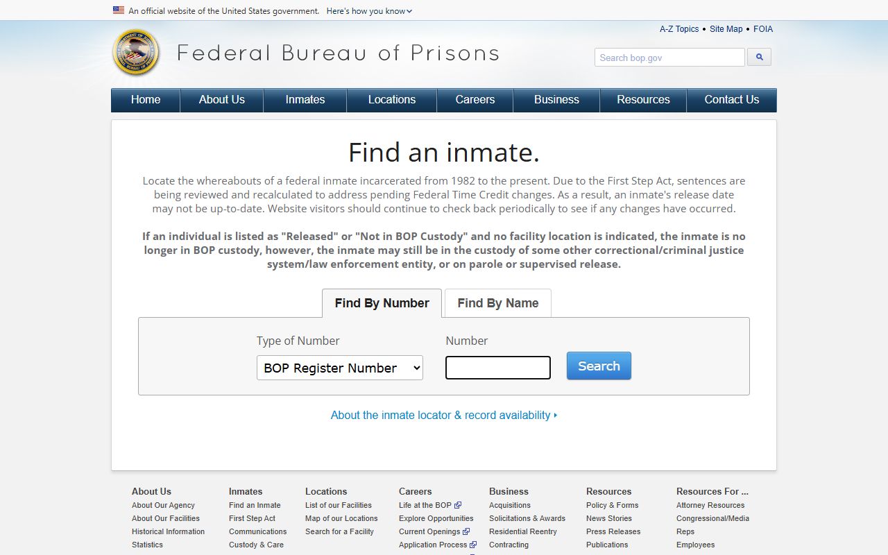 Federal BOP inmate locator for Brown County federal warrant custody